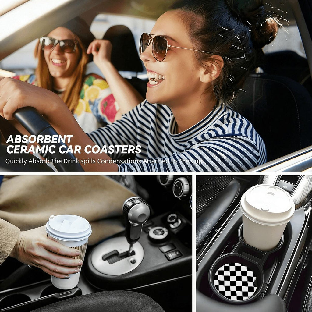 Ceramics Car Coasters 2 pcs