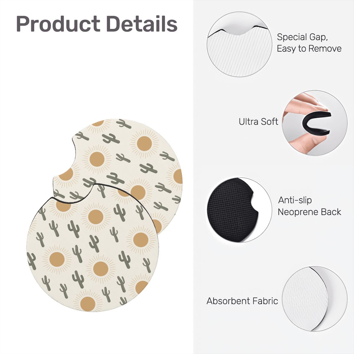Neoprene Car Coasters 2 pcs
