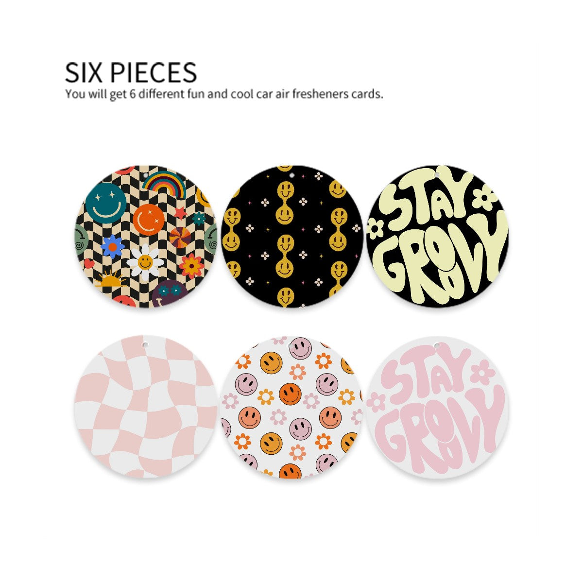 Round Shape Car Air Freshener Cards 6 Pieces