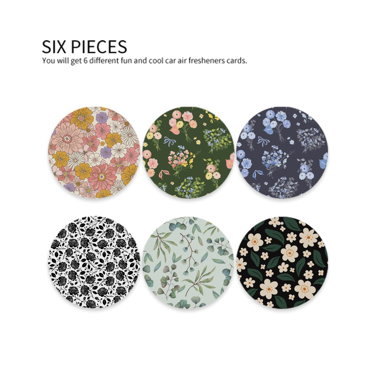 Round Shape Car Air Freshener Cards 6 Pieces