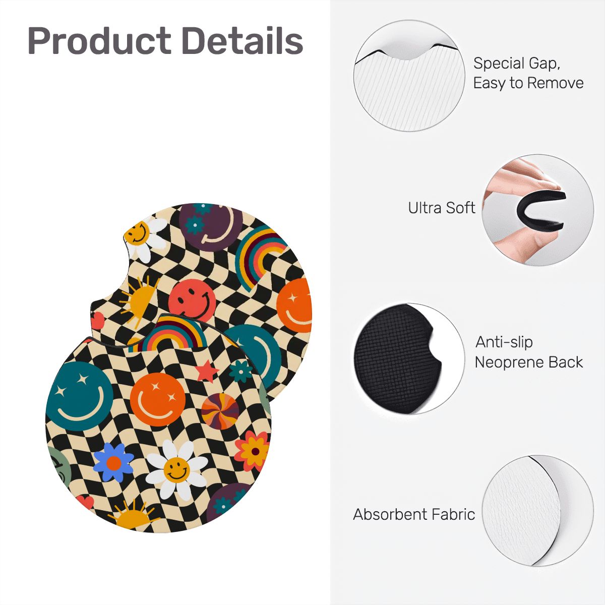 Neoprene Car Coasters 2 pcs